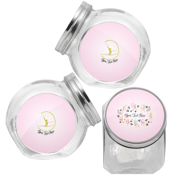 Gymnastics with Name/Text Puppy Treat Jar - Top Left Right