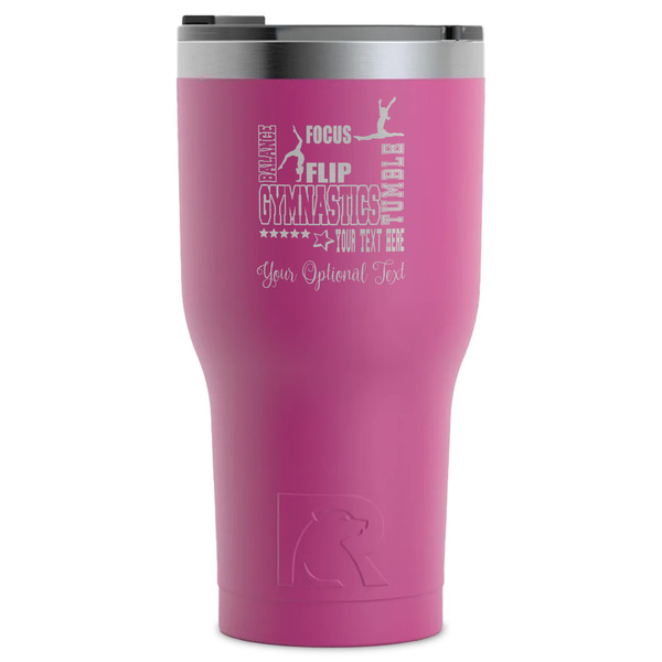 Custom Gymnastics with Name/Text RTIC Tumbler - Magenta - Laser Engraved - Single-Sided