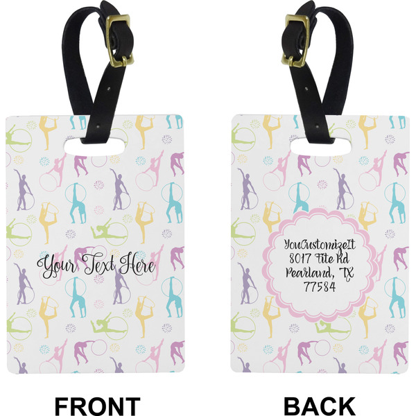 Gymnastics with Name/Text Rectangle Luggage Tag (Front + Back)