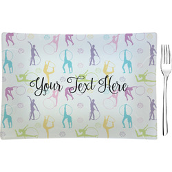 Gymnastics with Name/Text Rectangular Glass Appetizer / Dessert Plate - Single or Set (Personalized)
