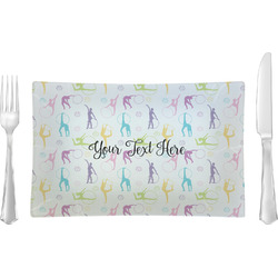 Gymnastics with Name/Text Rectangular Glass Lunch / Dinner Plate - Single or Set (Personalized)