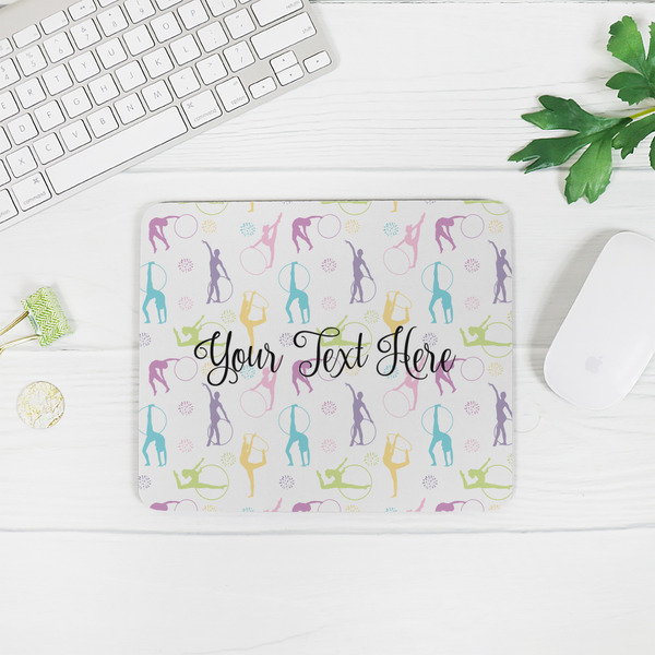 Gymnastics with Name/Text Rectangular Mouse Pad - LIFESTYLE 2