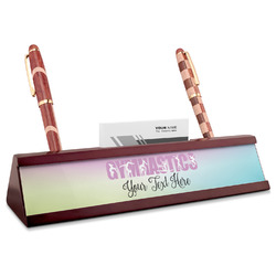 Gymnastics with Name/Text Red Mahogany Nameplate with Business Card Holder (Personalized)