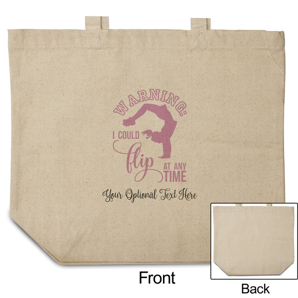 Gymnastics with Name/Text Reusable Cotton Grocery Bag - Front & Back View