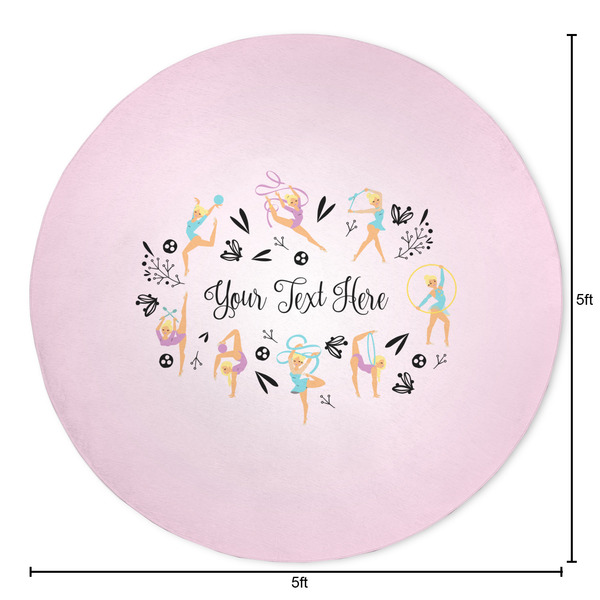Gymnastics with Name/Text Round Area Rug - Size