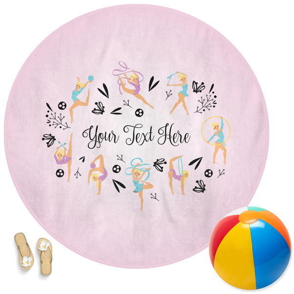Custom Gymnastics with Name/Text Round Beach Towel (Personalized)