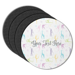 Gymnastics with Name/Text Round Rubber Backed Coasters - Set of 4 (Personalized)