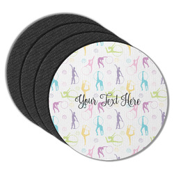 Gymnastics with Name/Text Round Rubber Backed Coasters - Set of 4 (Personalized)