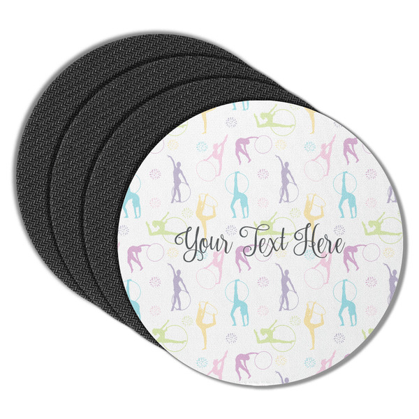 Custom Gymnastics with Name/Text Round Rubber Backed Coasters - Set of 4 (Personalized)