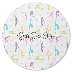 Gymnastics with Name/Text Round Rubber Backed Coaster (Personalized)