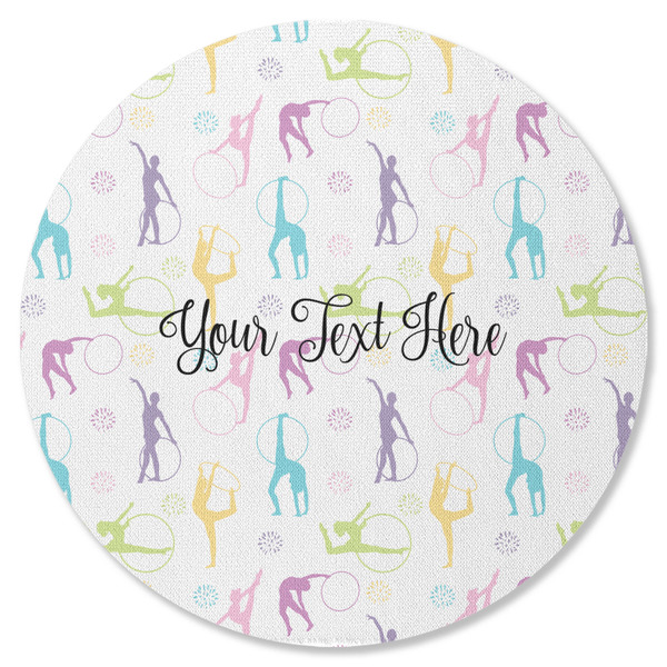 Gymnastics with Name/Text Round Coaster Rubber Back - Single