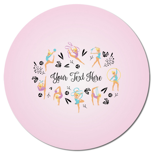 Gymnastics with Name/Text Round Fridge Magnet - FRONT