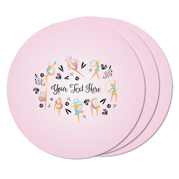 Gymnastics with Name/Text Round Fridge Magnet - THREE