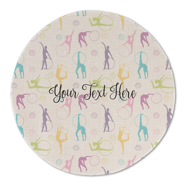 Gymnastics with Name/Text Round Linen Placemats - FRONT (Double Sided)