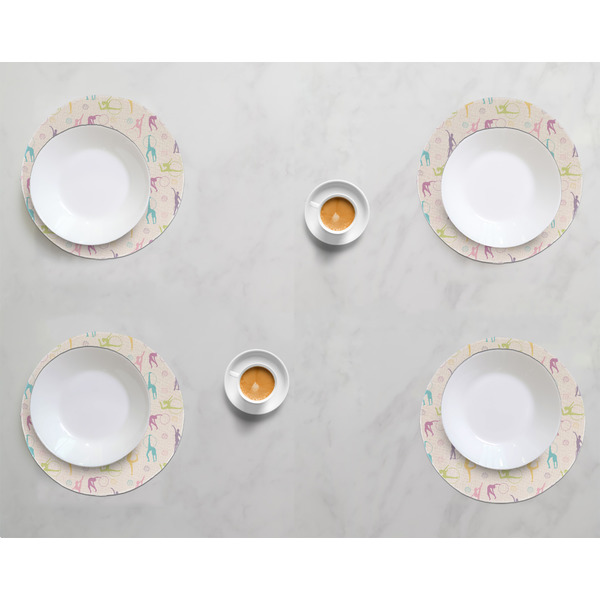 Gymnastics with Name/Text Round Linen Placemats - LIFESTYLE (set of 4)