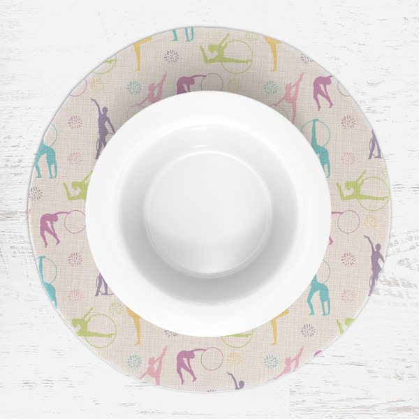 Gymnastics with Name/Text Round Linen Placemats - LIFESTYLE (single)