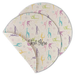Gymnastics with Name/Text Round Linen Placemat - Double Sided