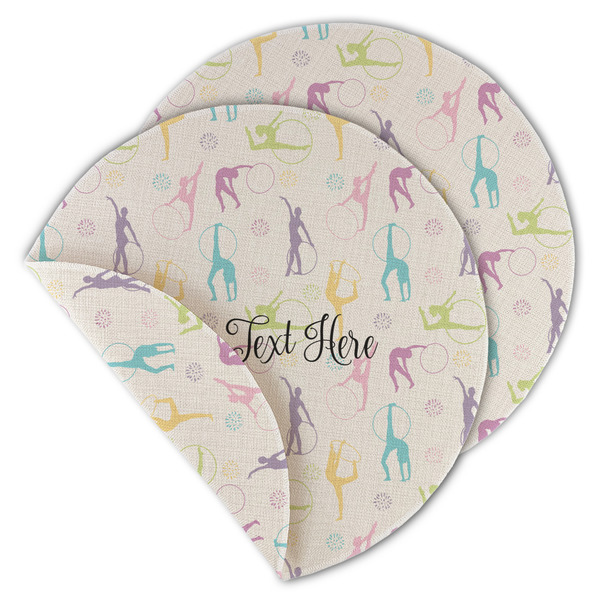 Gymnastics with Name/Text Round Linen Placemats - MAIN (Double-Sided)