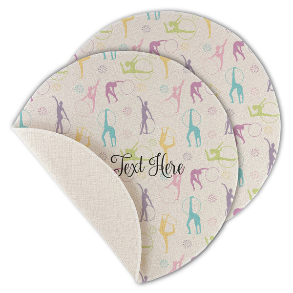 Custom Gymnastics with Name/Text Round Linen Placemat - Single Sided - Set of 4