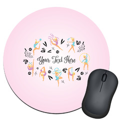 Gymnastics with Name/Text Round Mouse Pad (Personalized)