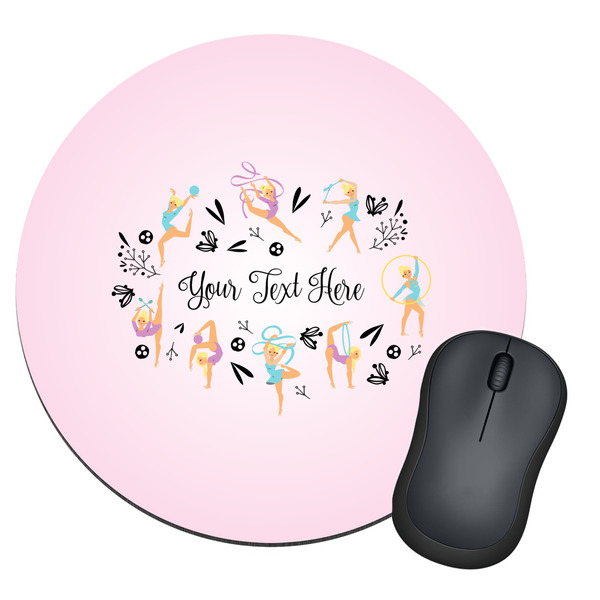 Custom Gymnastics with Name/Text Round Mouse Pad (Personalized)