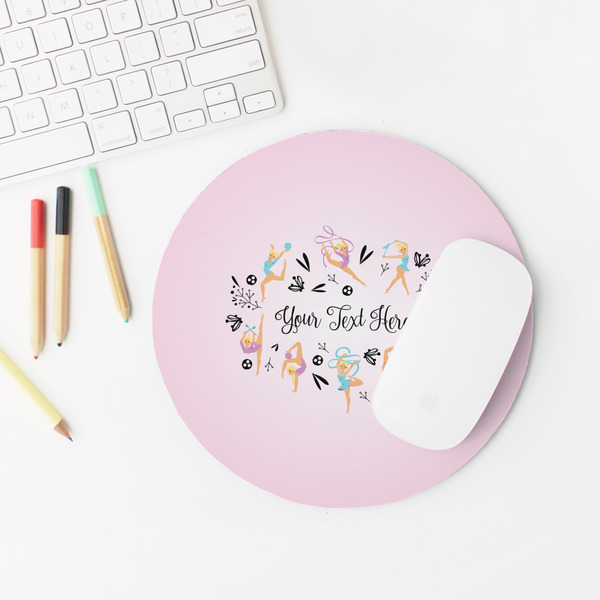 Gymnastics with Name/Text Round Mousepad - LIFESTYLE 2
