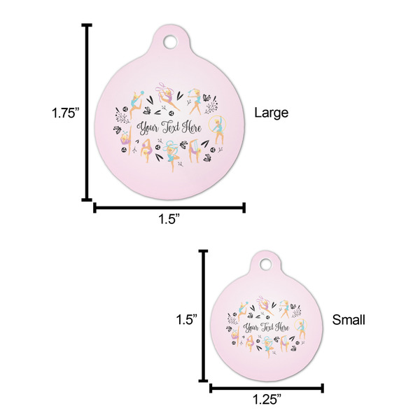 Gymnastics with Name/Text Round Pet ID Tag - Large - Comparison Scale