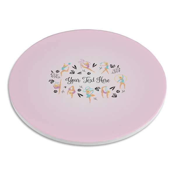 Gymnastics with Name/Text Round Stone Trivet - Angle View