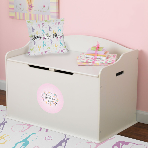 Gymnastics with Name/Text Round Wall Decal on Toy Chest