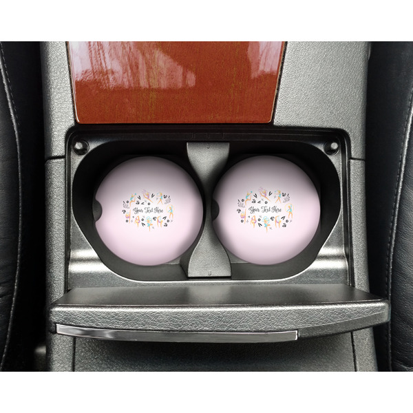 Gymnastics with Name/Text Sandstone Car Coaster - In Cup Holder