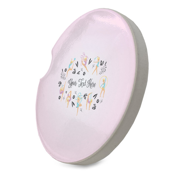 Gymnastics with Name/Text Sandstone Car Coaster - STANDING ANGLE