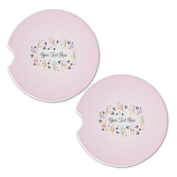 Gymnastics with Name/Text Sandstone Car Coasters - Set of 2