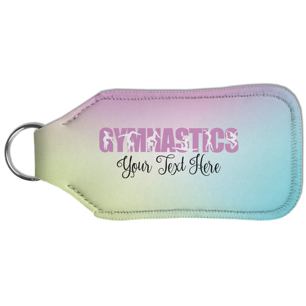 Gymnastics with Name/Text Sanitizer Holder Keychain - Large (Back)