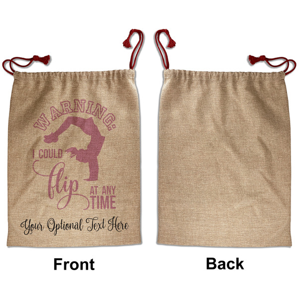 Gymnastics with Name/Text Santa Bag - Approval - Front