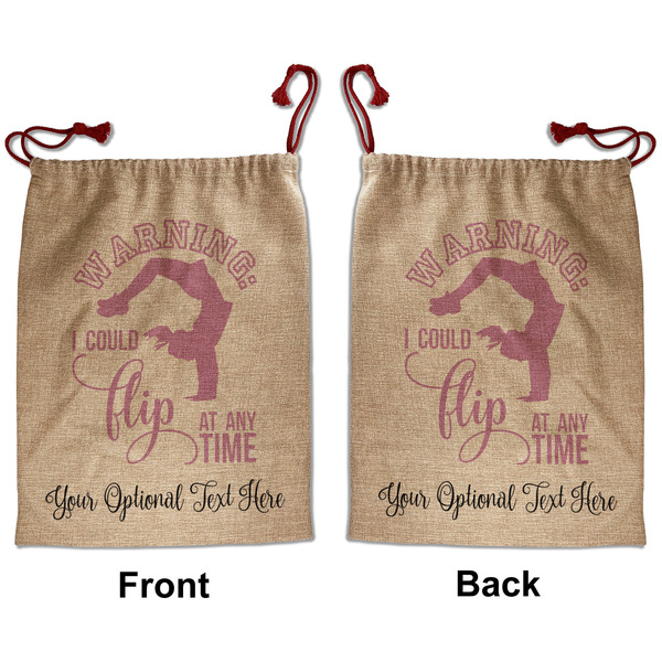 Custom Gymnastics with Name/Text Santa Sack - Front & Back