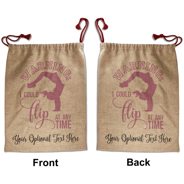 Gymnastics with Name/Text Santa Bag - Front and Back