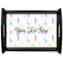 Gymnastics with Name/Text Black Wooden Tray - Large (Personalized)