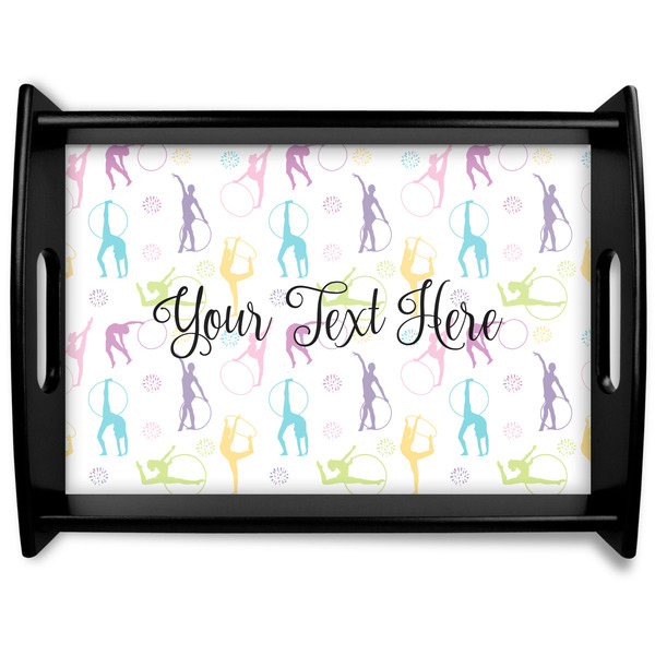 Custom Gymnastics with Name/Text Black Wooden Tray - Large (Personalized)