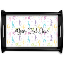 Gymnastics with Name/Text Black Wooden Tray - Small (Personalized)
