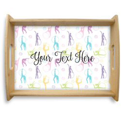 Gymnastics with Name/Text Natural Wooden Tray - Large (Personalized)