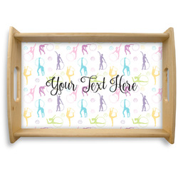Gymnastics with Name/Text Natural Wooden Tray - Small (Personalized)