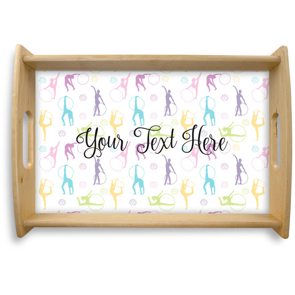 Custom Gymnastics with Name/Text Natural Wooden Tray - Small (Personalized)