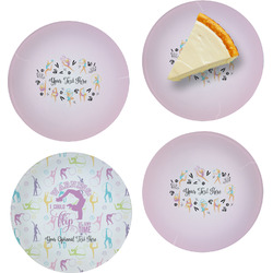 Gymnastics with Name/Text Set of 4 Glass Appetizer / Dessert Plate 8" (Personalized)