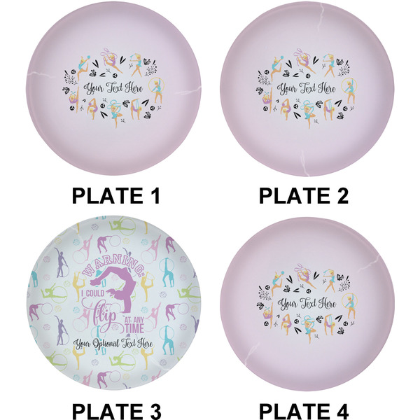 Gymnastics with Name/Text Set of Lunch / Dinner Plates (Approval)