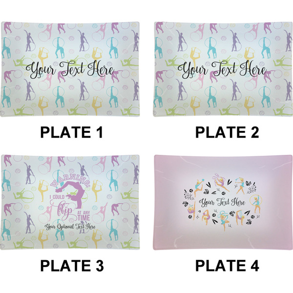 Gymnastics with Name/Text Set of Rectangular Appetizer / Dessert Plates (Approval)