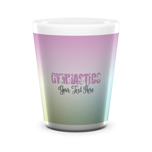 Custom Gymnastics with Name/Text Ceramic Shot Glass - 1.5 oz - White - Set of 4
