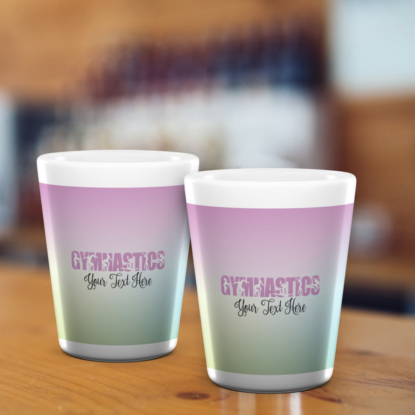 Gymnastics with Name/Text Shot Glass - White - LIFESTYLE