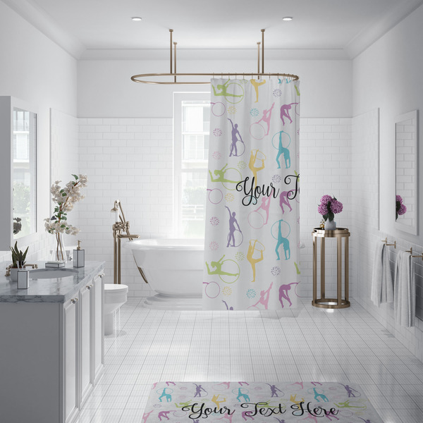 Gymnastics with Name/Text Shower Curtain - Custom Size