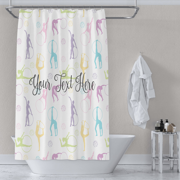 Gymnastics with Name/Text Shower Curtain Lifestyle
