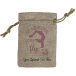 Gymnastics with Name/Text Small Burlap Gift Bag - Front